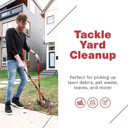Pooper Scooper for Large Dogs and Small Dogs, Metal Poop Scooper Set with Long Handle Rake and Heavy Duty Tray for Yard, Grass, Dirt or Gravel, Heavy Duty Aluminum Poop Picker Upper
