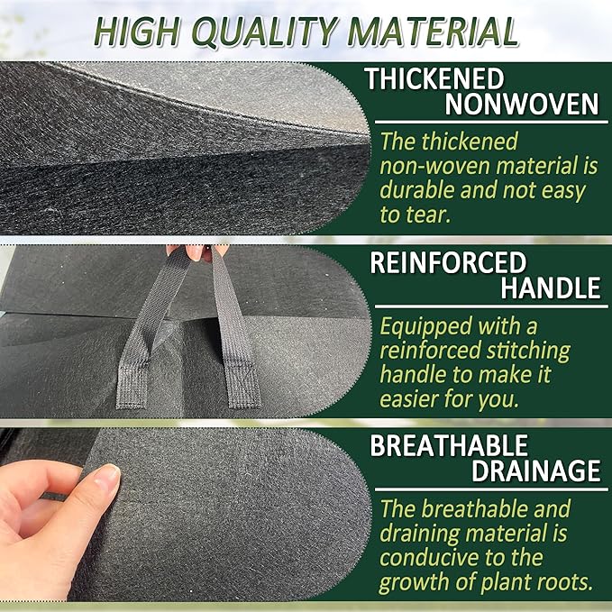 1PCS Raised Garden Bed Liner Fabric Raised Garden Bed Breathable Drainage Rectangle Grow Bags with Handles Fabric Garden Bed for Outdoor Garden Bed Holds Soil - 6ft x 3ft x 1ft