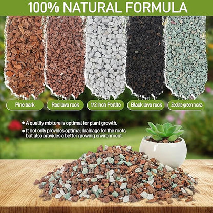 4 Quart Bonsai Soil Mix Lava, bark, Volcanic Rock, Green Zeolite and Perlite,Natural Organic Mix for Potted Plants