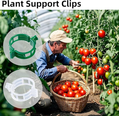 100 Pcs Plant Support Clips,Plastic Clips for Securing Plants,Tomato Vine Clips,Plant Fixing Clips,Garden Clips for Climbing Plants,Grape and Vine Vegetables (100, White)