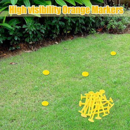 Nuanchu 20 Pcs 5 Inch Low Profile Survey Stakes Hi-vis Garden Property Line Marker Stakes for Lawn Edges, Patios, Gardens, Paver Landscape Fabric Tarps Weed Barriers (Yellow,5 x 1.5 Inches)