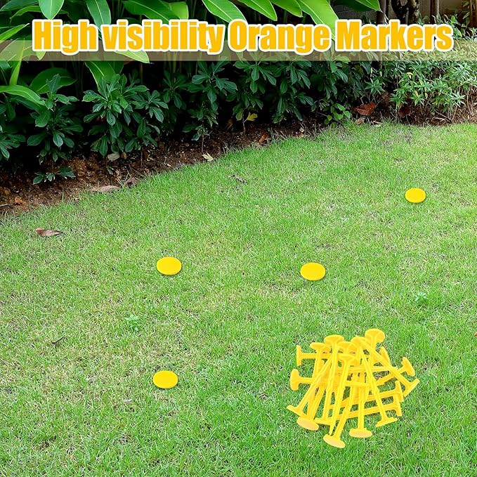 Nuanchu 50 Pcs 5 Inch Low Profile Survey Stakes Hi-vis Garden Property Line Marker Stakes for Lawn Edges, Patios, Gardens, Paver Landscape Fabric Tarps Weed Barriers (Yellow,5 x 1.5 Inches)