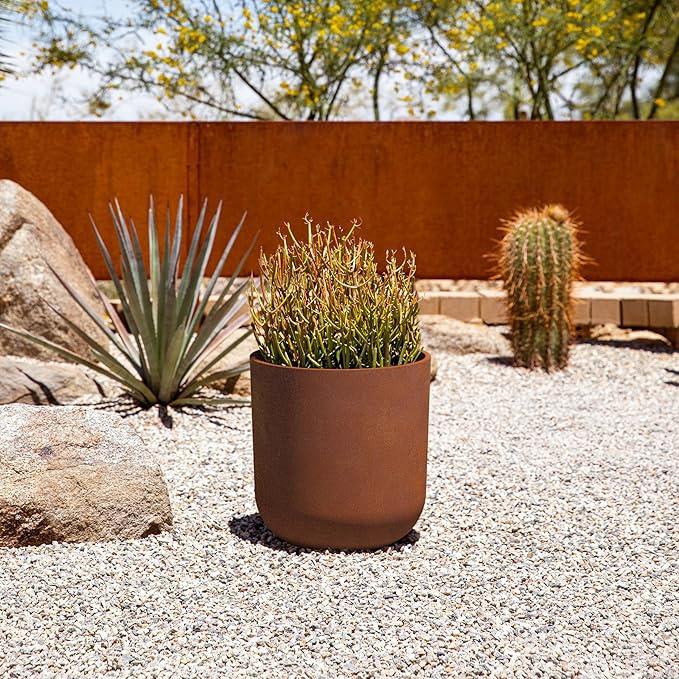 Veradek Patina Series Kona Planter - Round Planter for Outdoor Porch/Garden | Naturally Rusting Planter for All-Weather Use