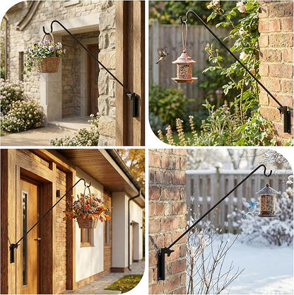 ERYTLLY Extended Reach Deck Hook Wall Pole Wall Mounted, Extensible and Adjustable 28 inch to 43 inch Bracket for Hanging Bird Feeder,Plants,Wind Chimes,Lanterns