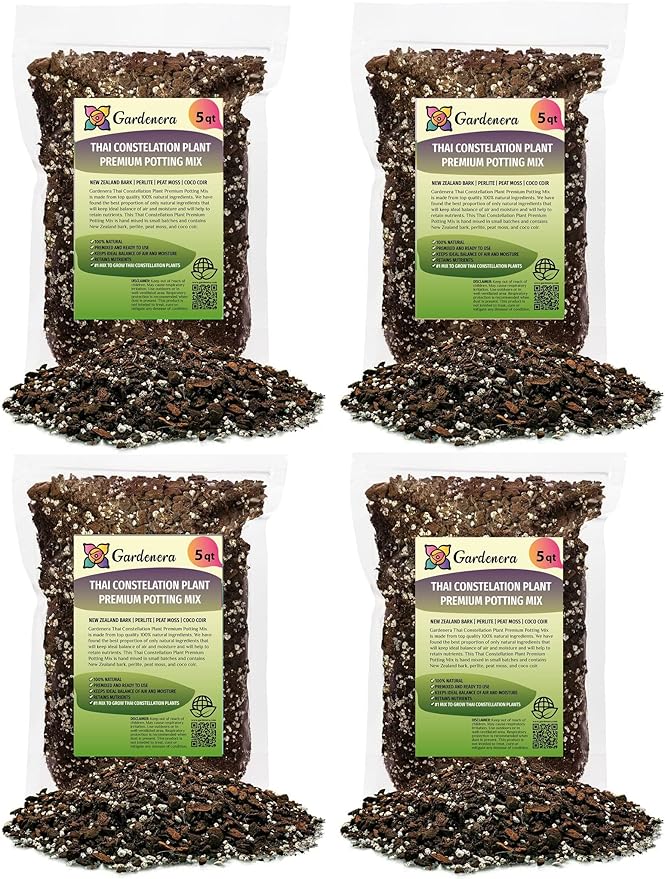 Premium Thai Constellation Monstera Soil Mix - Trusted by Experts for Strong and Healthy Plants by Gardenera - 20 Quart (4 Bags of 5 Quart)