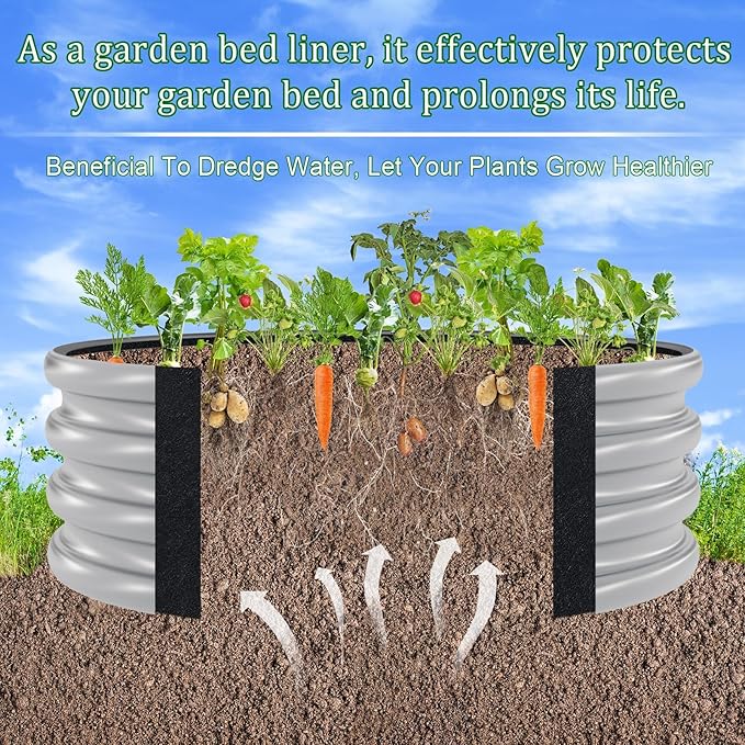 Round Fabric Galvanized Raised Garden Bed Liner, 2x2x1 Feet Outdoor Garden Planting Bags for Vegetables, Flowers, Herbs, and Succulents