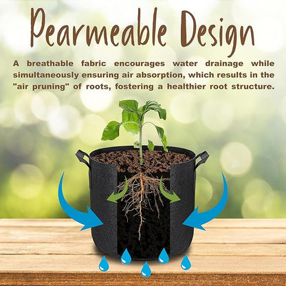 Generic Dstone Multi-Pack Grow Bags: Eco-Friendly, Durable, Lightweight for Better Plant Growth and Drainage (5, 5 Gallon)