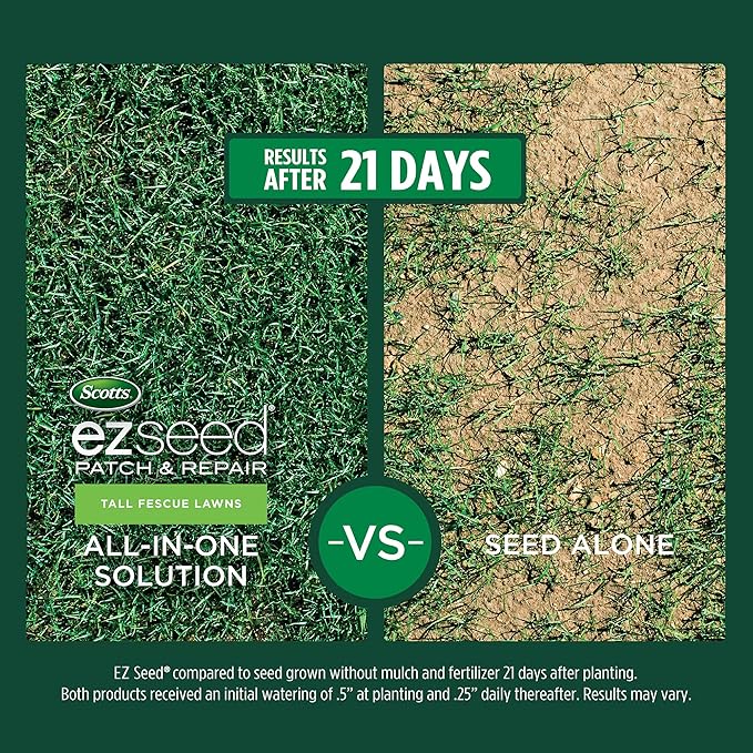 Scotts EZ Seed Patch & Repair Tall Fescue Lawns Combination Mulch, Grass Seed and Fertilizer for Bare Spots and Repair, Grows Anywhere, 3.75 lb, Brown