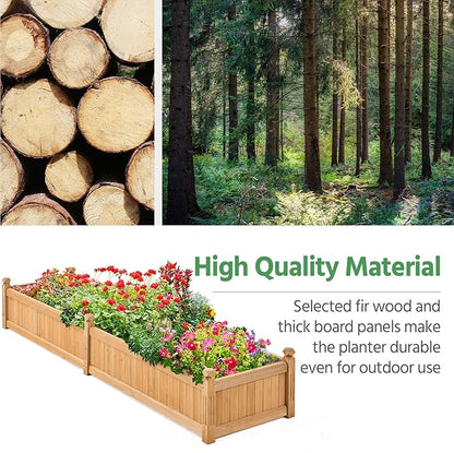 Yaheetech 90.5″ L×23.5″ W×16″ H Wooden Raised Garden Bed, Horticulture Wood Rectangular Garden Planter Outdoor, Raised Planter Box for Yard/Greenhouse/Vegetable/Flower/Herbs, Light Brown, 2pcs