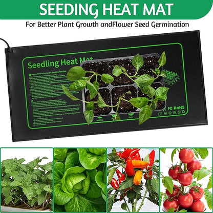Seedling Heat Mat for Seed Starting,10" x 20.75" Waterproof Heating Pad for Indoor Plants Germination (Black 4 Pack)