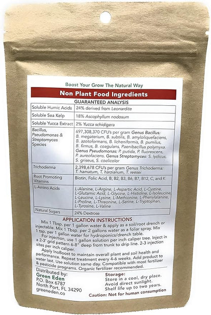 GreenEden InoBoost Ultimate Easy Compost Tea for Plants - Nutrient & Bloom Booster - Soluble Biostimulants for Plant Growth, Flowering & Yields - 8oz. Microbial Inoculant - Super Soil