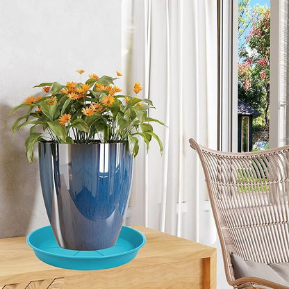 6 Pack of Plant Saucer Tray 4 6 8 10 12 14 17 19 22 25 inch, Heavy Duty Plastic Pot Plant Drip Trays Saucers for for Indoors Outdoor, Plant Water Tray for Planters 4-7" (6", Light Blue)