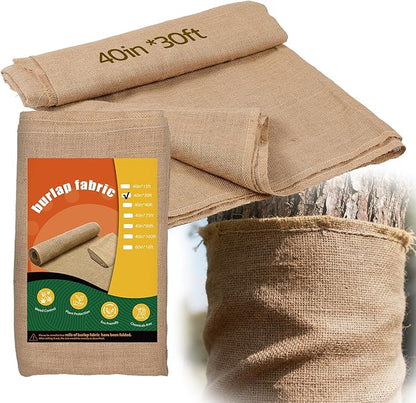 40 Inch x 30 Feet Garden Burlap Fabric - Heavy Duty Burlap Roll, High Density Jute Fabric Natural Burlap for Plant Protection, Weed Barrier, Wedding Decor and DIY Crafts