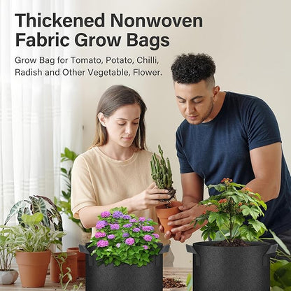 YSSOA 5-Pack 7 Gallon Grow Bags, Aeration Nonwoven Fabric Plant Pots with Handles, Heavy Duty Gardening Planter for Potato, Tomato, Vegetable and Fruits, Black 2024 Version
