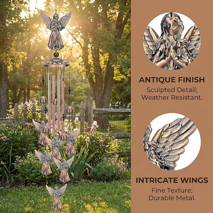 Angel Wind Chimes for Outside,Metal Windchimes,Angel Easter Gifts for Women/Men,Wind Chime Garden Decor Outdoor,Memorial/Housewarming/Birthday/Festival Gifts,Front Yard Decor