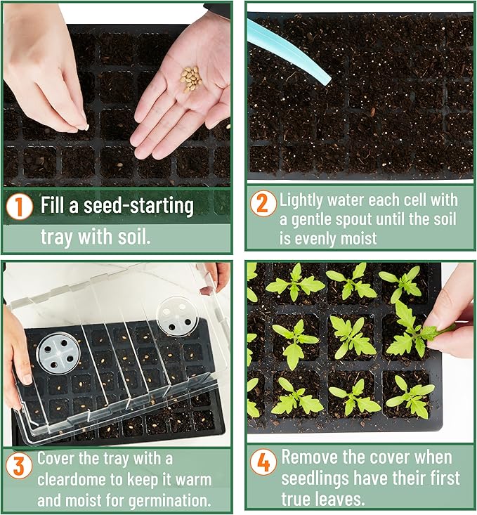 Mr. Pen- Seed Starter Tray Kits, 5 Set, Total 200 Cells, Durable Plant Germination Trays with Humidity Vented Domes and Bases, Ideal for Seed Starting, Indoor Gardening and Greenhouse