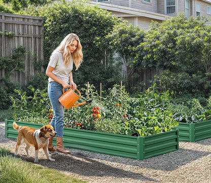 YITAHOME 72x36x12 in 2pcs Galvanized Raised Garden Bed Kit, Large Metal Planter Box with Gloves & Support Rod, Outdoor Flower Bed for Plants Vegetables, Black