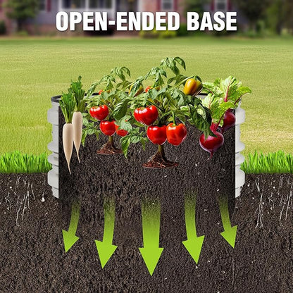 WORKPRO 3Pcs 2x2x1ft Galvanized Raised Garden Bed Set, Rust & Corrosion Protection, Easy Assembly, Safe Edge, Ideal for Vegetables & Flowers, White