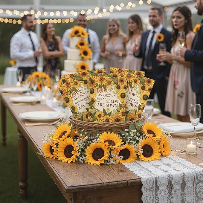 Seed Needs Heirloom Sunflower Seed Packet Favors for Party Events - Pre-Filled & Ready to Hand Out - Great for Weddings, Bridal Showers, Memorials, Fundraisers (30 Packets)