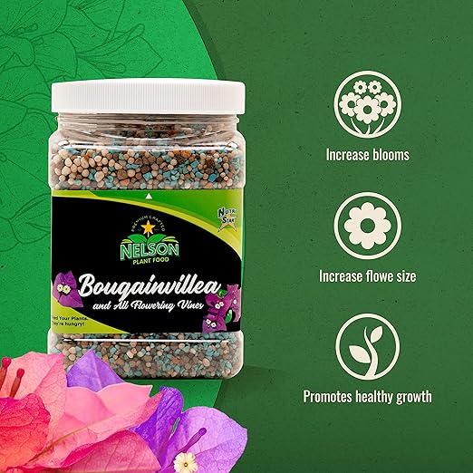 Nelson Plant Food For All Flowering Vines Bougainvillea Trumpet Wisteria Honeysuckles Indoor Outdoor Granular Fertilizer NutriStar 17-7-10 (2 lb)