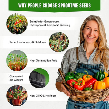 California Wonder Pepper Seeds for Planting – 50 Sweet Bell Pepper Seeds, Large Thick Wall Heirloom Variety, Non-GMO, High Germination, Indoor & Outdoor Garden (Capsicum annuum)