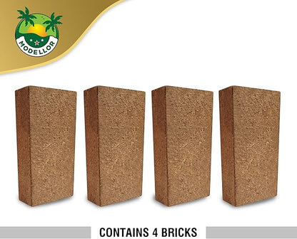 MODELLOR 4 Bricks (5 lb) Premium Super Washed Coco Coir, Yields 9 gallons, Seed Starter, Organic, pH Balanced, Gardening, Indoor, Outdoor use.