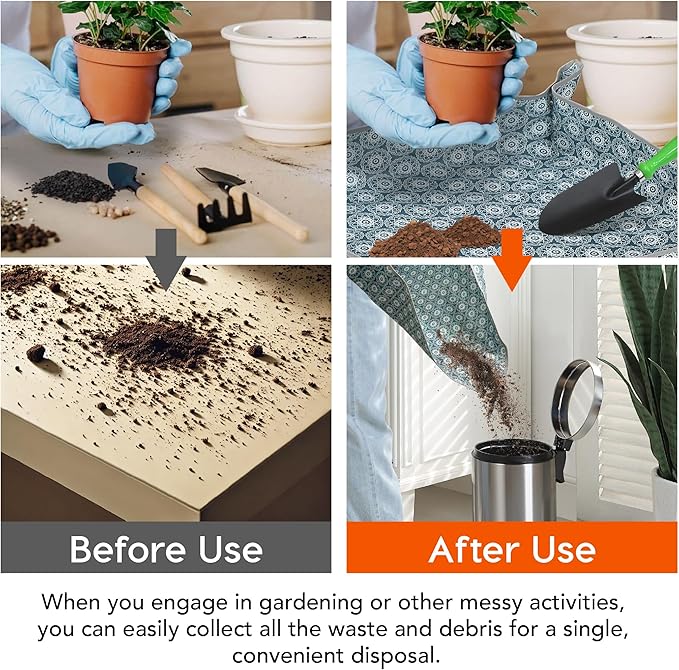 Heavy-Duty Waterproof – Indoor Plant Transplanting & Mess Control Mat, Thick Succulent Potting Tray for Soil Change, Spill-Proof Gardening & Pet Grooming Mat (S - 26.8"X26.8")