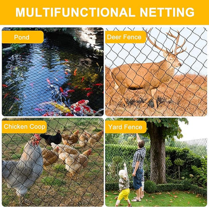 Bird Netting 50'x50' with 1" Square Mesh Bird Net Garden Nettings for Chicken Coop Roof, Poultry Netting Heavy Duty Nylon Net Aviary Nettings Deer Fence Hawk nets for Chicken Run