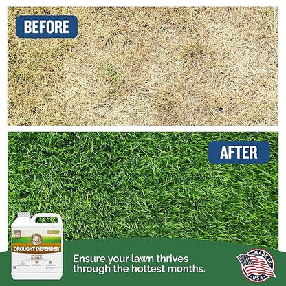Turf Titan Drought Defender Hose End - Shields Heat and Nutrient Rich Plant Food - Ideal Summer Soil Liquid Fertilizer Promoting Healthy Green, Water-Conserving Turf Grass - Covers up to 8,000 Sq Ft