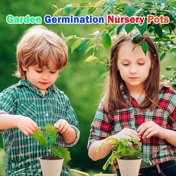 120 Packs 3.15 Inches Seed Starting Pots Biodegradable Drainage Holes Round Nursery Pot with 15 Planting Labels Small Seed Starter Tray Bulk Garden Germination Container for Herb Seed Starter