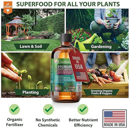 GARDENERA Premium Organic Seaweed & Kelp Superfood for Hoya Plants - 8 oz - Liquid Kelp Fertilizer Concentrate (Makes 45 Gallons)
