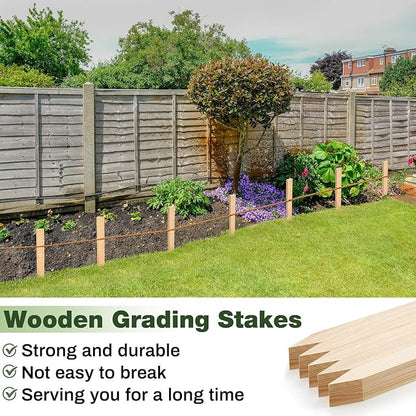 20 Pieces Wooden Garden Stakes 12 Inch Grade and Survey Stakes Wooden Garden and Sign Posts for Plant Support Silt Fence Yard Farm Survey Boundaries Baselines