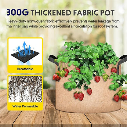 Simple Deluxe 12 Pack 7 Gallon Grow Bags, 300G Vegetable/Flower/Plant Fabric Pots with Handles, Heavy Duty Thickened Nonwoven Planting Bag with 12 Pcs Plant Labels