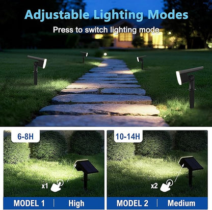 Solar Lights Outdoor Waterproof IP65,Auto On/Off, 6000K 2 Lighting Modes, Super Bright LED, Solar Powered Yard Garden Solar Spot Lights for Outside Landscape -6 Pack