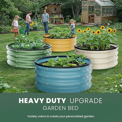Round Galvanized Raised Garden Bed Kit, 2 Pcs 2 x 2 x 1ft Jett Black Galvanized Garden Boxes, Outdoor for Vegetables