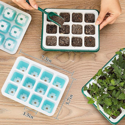 5 PCS Reusable Seed Starter Tray, 60 Cells Seed Starter Kit with Flexible Pop-Out Cells, Seedling Starter Trays for Seed Starter, Indoor Greenhouse Seeding Planting Growing