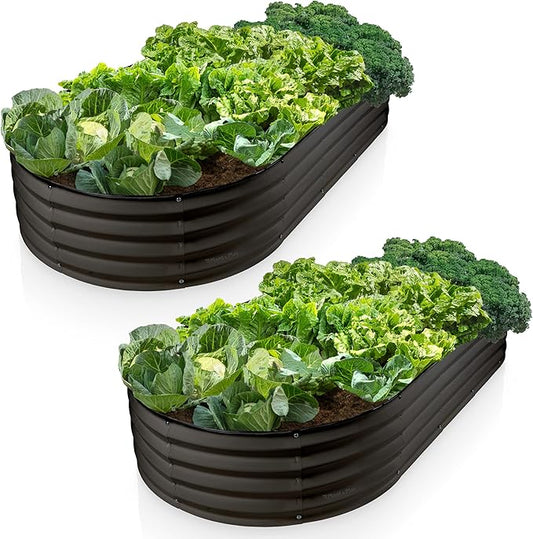 Plant & Plot Galvanized Raised Garden Beds Outdoor // 6×3×1 ft (2-Pack) Planter Raised Beds for Gardening, Vegetables, Flowers // Large Metal Garden Box // Patented Tool-Free Design (Black)