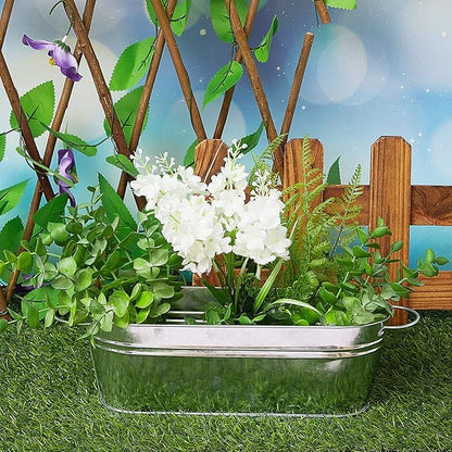 Sabary 6 Pcs Small Galvanized Oval Planters Tub Galvanized Buckets with Handle Oval Metal Pail Flower Pot Rustic Farmhouse Home Decor for Outdoor Party Wedding (11.42 x 3.94 x 2.99 Inch)