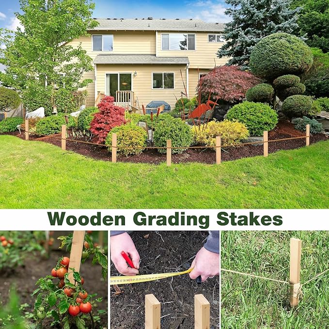 20 Pieces Wooden Garden Stakes 12 Inch Grade and Survey Stakes Wooden Garden and Sign Posts for Plant Support Silt Fence Yard Farm Survey Boundaries Baselines
