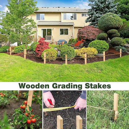 20 Pieces Wooden Garden Stakes 12 Inch Grade and Survey Stakes Wooden Garden and Sign Posts for Plant Support Silt Fence Yard Farm Survey Boundaries Baselines