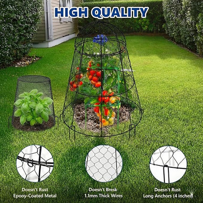Garden Cloches for Plants, Chicken Wire Plant Cages, Plant Protectors from Animals, Combo Pack, 12 Pcs (6 Large 17.7" × 12.8" + 6 Small 5.87" × 9")