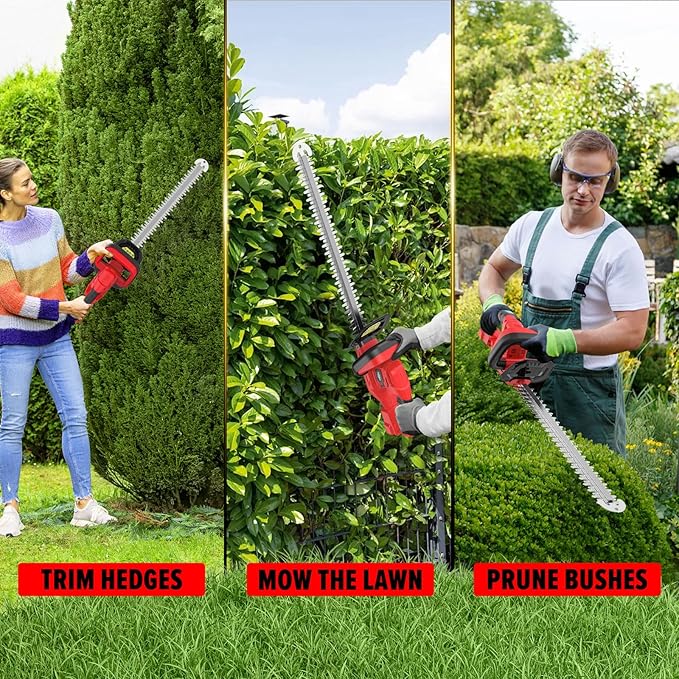 Hedge Trimmer Compatible for Milwaukee 18V Battery，Cordless Electric Hedge Trimmer with 1600RPM Brushless Motor, 22'' Dual-Action Blade with 3/5'' Cutting Capacity (NO Battery)