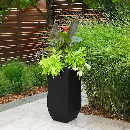Mayne Valencia 30-Inch Tall Planter – Weather-Resistant Planter for Flowers – Durable Indoor/Outdoor Design for Patio, Porch, or Entryway