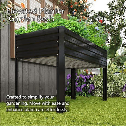 Galvanized Raised Garden Bed with Legs,2PCS 48×24×30in Elevated Planter Box for Backyard,Garden, Patio, Balcony, 350lb Capacity,Planters for Outdoor Plants,Black