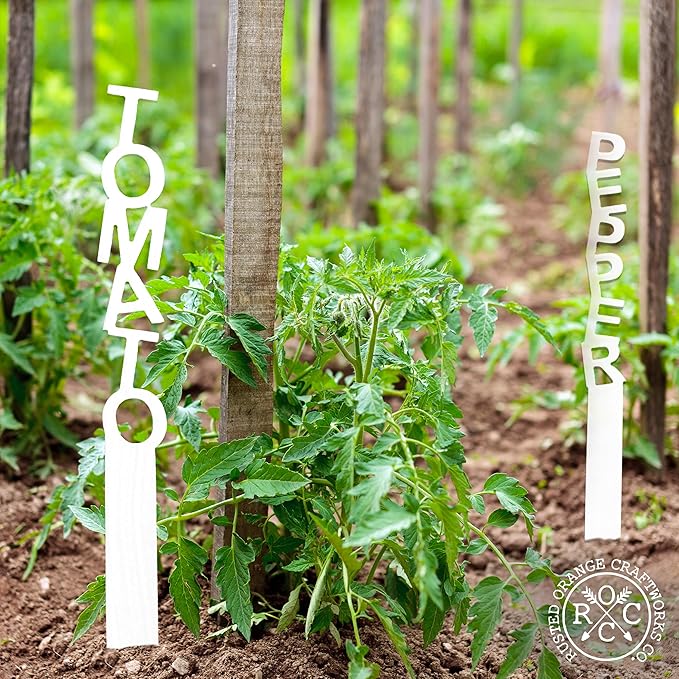 ROCC RUSTED ORANGE CRAFTWORKS CO. 15" Spell It Out Metal Garden Markers -Plant labels -Garden Labels -Plant Markers -Plant labels for outdoor garden waterproof -Plant tags -Plant tags and labels