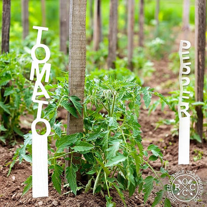 ROCC RUSTED ORANGE CRAFTWORKS CO. 15" Spell It Out Metal Garden Markers -Plant labels -Garden Labels -Plant Markers -Plant labels for outdoor garden waterproof -Plant tags -Plant tags and labels