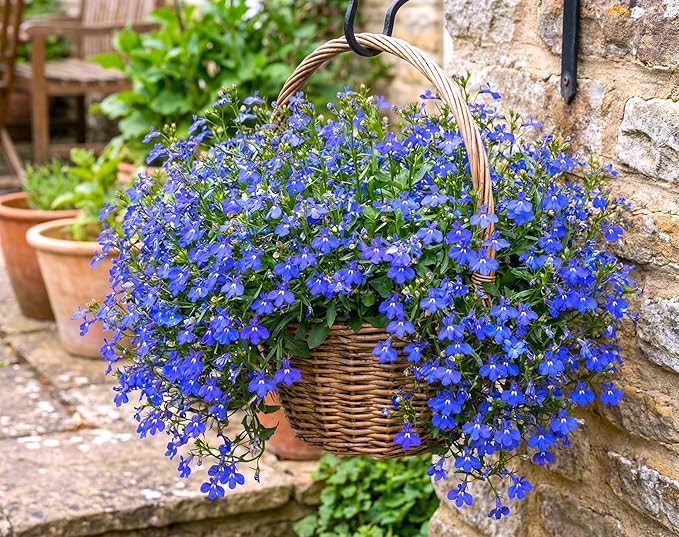 Seeds Blue Lobelia Cascade 1000+ Seeds to Grow Compact Plant Groundcover