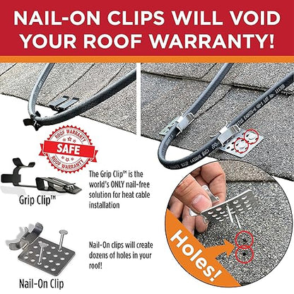 Roof Clips, Safe for Heat Tape, Electric Cable & Roof Heat Cable Installation, Prevents Roof Damage, Easy Nail-Free Outdoor Cable Clips, Your Ultimate Cable Clip (.325-5 Pack)