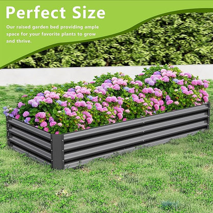 2PCS 6x3x1FT Galvanized Raised Garden Bed Kit, Galvanized Planter Raised Garden Boxes Outdoor, Large Metal Raised Garden Beds for Vegetables-Grey