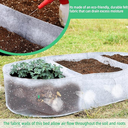 CJGQ 5x2.5x1ft Fabric Raised Garden Bed 65 Gallon Planter Large Oval Garden Boxes Outdoor for Vegetables,Flowers and Potato